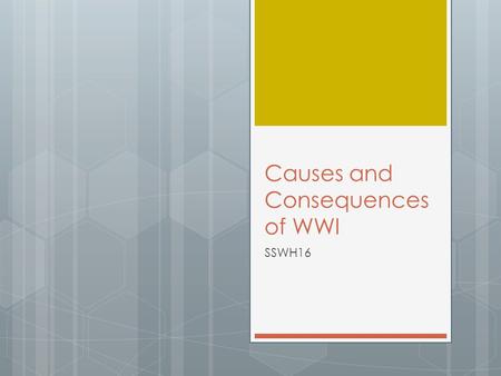 Causes and Consequences of WWI