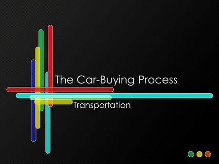 The Car-Buying Process Transportation. Should you buy a car?  Can you afford it? - Car payment should be no more than 20% of your take-home pay. But.
