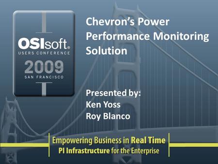 Chevron’s Power Performance Monitoring Solution