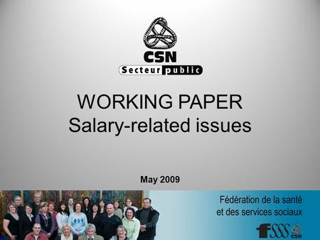 WORKING PAPER Salary-related issues May 2009. Working paper, Salary-related issues Introduction A strategy that measures up to our goals Do away with.