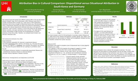 Attribution Bias in Cultural Comparison: Dispositional versus Situational Attribution in South Korea and Germany Attribution Bias in Cultural Comparison: