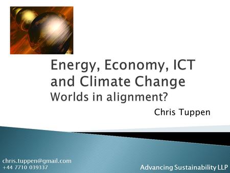 +44 7710 039337 Advancing Sustainability LLP Chris Tuppen.