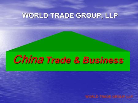 WORLD TRADE GROUP. LLP. WORLD TRADE GROUP, LLP China Trade & Business.