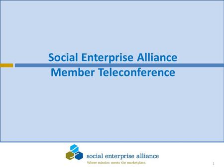 1 Social Enterprise Alliance Member Teleconference.
