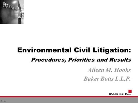 © 2011 Environmental Civil Litigation: Procedures, Priorities and Results Aileen M. Hooks Baker Botts L.L.P.