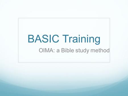 OIMA: a Bible study method