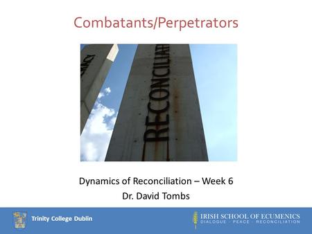 Trinity College Dublin Combatants/Perpetrators Dynamics of Reconciliation – Week 6 Dr. David Tombs.