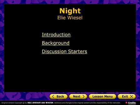 Night Elie Wiesel Introduction Background Discussion Starters.