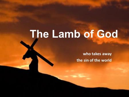 The Lamb of God who takes away the sin of the world.