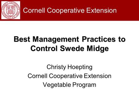 Best Management Practices to Control Swede Midge Christy Hoepting Cornell Cooperative Extension Vegetable Program Cornell Cooperative Extension.