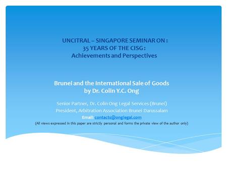 Brunei and the International Sale of Goods