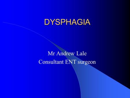 Mr Andrew Lale Consultant ENT surgeon