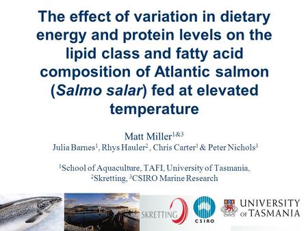 The effect of variation in dietary energy and protein levels on the lipid class and fatty acid composition of Atlantic salmon (Salmo salar) fed at elevated.