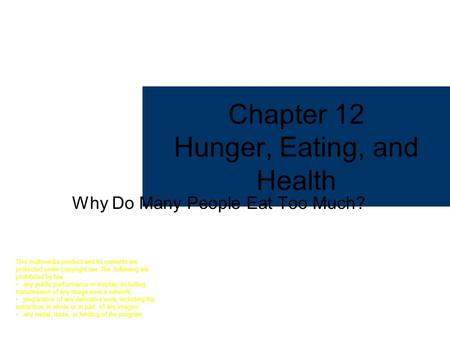 Chapter 12 Hunger, Eating, and Health