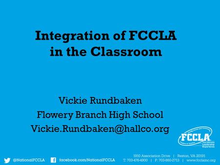 Integration of FCCLA in the Classroom