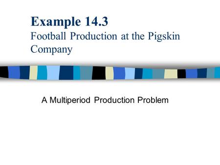 Example 14.3 Football Production at the Pigskin Company