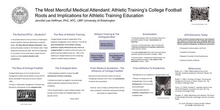 The Most Merciful Medical Attendant: Athletic Training’s College Football Roots and Implications for Athletic Training Education Jennifer Lee Hoffman,