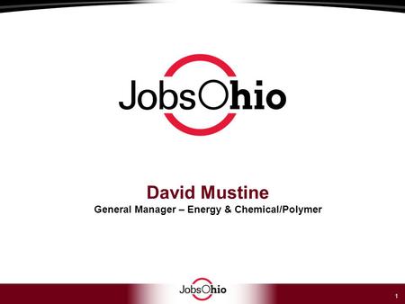 1 David Mustine General Manager – Energy & Chemical/Polymer.