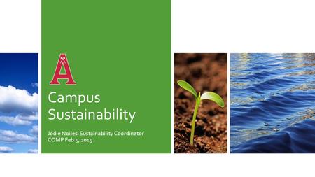 Campus Sustainability Jodie Noiles, Sustainability Coordinator COMP Feb 5, 2015.