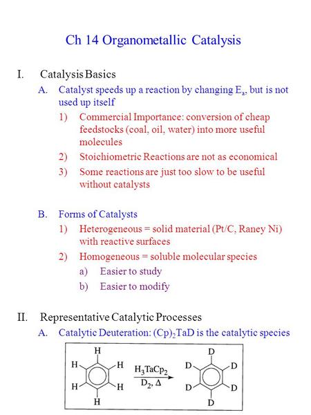 Ch 14 Organometallic Catalysis