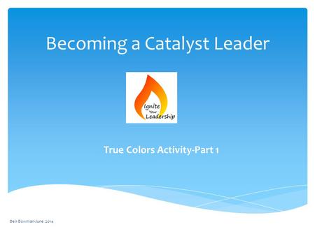 Becoming a Catalyst Leader True Colors Activity-Part 1 Ben Bowman-June 2014.