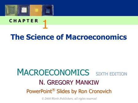M ACROECONOMICS C H A P T E R © 2008 Worth Publishers, all rights reserved SIXTH EDITION PowerPoint ® Slides by Ron Cronovich N. G REGORY M ANKIW The Science.