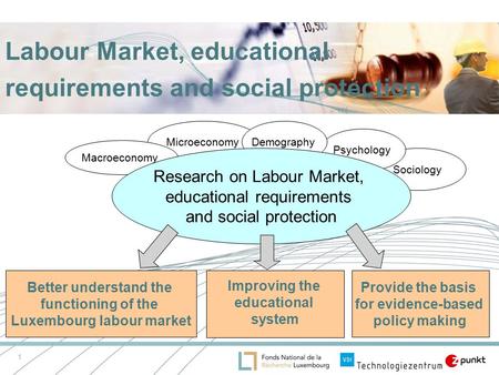 1 Labour Market, educational requirements and social protection Microeconomy Sociology Macroeconomy Psychology Demography Research on Labour Market, educational.