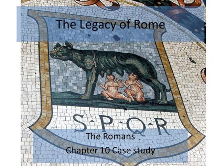 The Legacy of Rome The Romans Chapter 10 Case study.