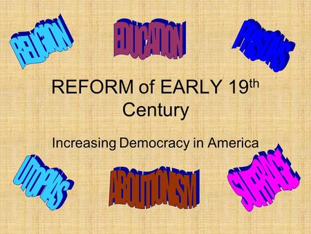 REFORM of EARLY 19 th Century Increasing Democracy in America.