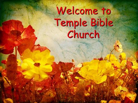Welcome to Temple Bible Church. Growing Deep Reaching Out Growing Deep Reaching Out.