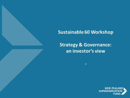 Sustainable 60 Workshop Strategy & Governance: an investor’s view -
