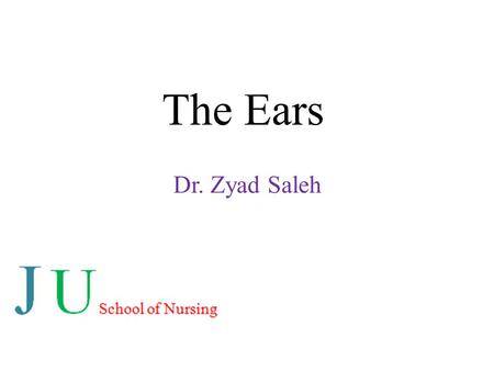 The Ears Dr. Zyad Saleh. Anatomy Structure of the Ear: The ear is organ of hearing. It comprises of three parts: Outer ear Middle ear Inner ear.