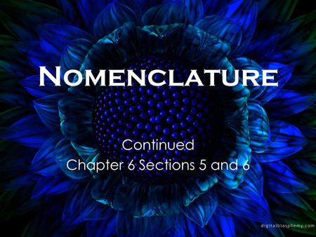 Nomenclature Continued Chapter 6 Sections 5 and 6.