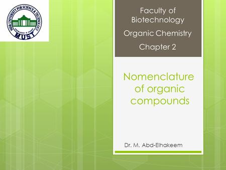 Nomenclature of organic compounds