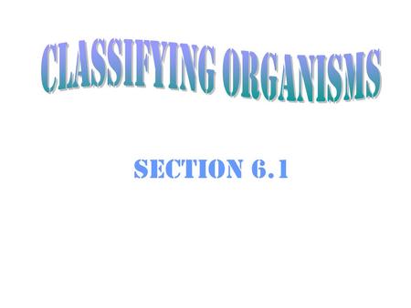 Section 6.1 Biologists use classification to organize living things into groups.