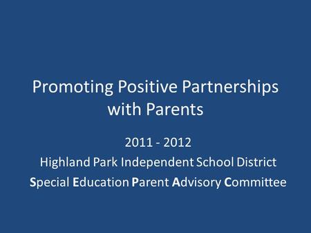 Promoting Positive Partnerships with Parents