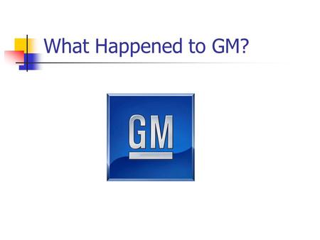 What Happened to GM?. GM History 1950’s - Half of all cars in the US.