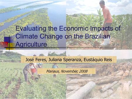 Evaluating the Economic Impacts of Climate Change on the Brazilian Agriculture Juliana Speranza Manaus, November, 2008. Manaus, November, 2008 José Feres,