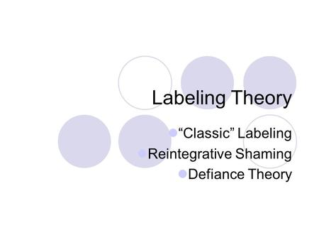 “Classic” Labeling Reintegrative Shaming Defiance Theory