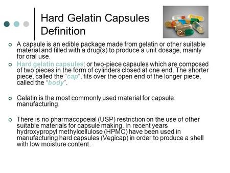 Hard Gelatin Capsules Definition