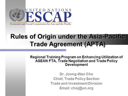 Rules of Origin under the Asia-Pacific Trade Agreement (APTA)