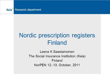 Nordic prescription registers Finland