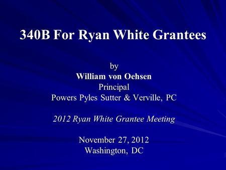 340B For Ryan White Grantees