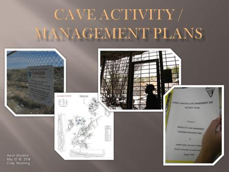 Aaron Stockton May 12-16, 2014 Cody, Wyoming.  You will Learn  Why having cave activity plans is important  What guides a plan  What goes into a plan.