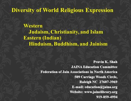 Diversity of World Religious Expression