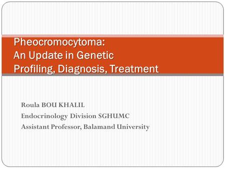 Pheocromocytoma: An Update in Genetic Profiling, Diagnosis, Treatment
