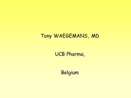 Tony WAEGEMANS, MD UCB Pharma, Belgium. TW/ll/2001-15 Washington/MCI 2 MCI as implemented in our study MCI is a very early stage of dementia with as main.