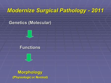 Modernize Surgical Pathology - 2011 Genetics (Molecular) FunctionsMorphology (Physiologic or Normal)