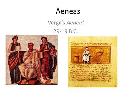 Aeneas Vergil’s Aeneid 29-19 B.C.. Roman Nationalism denarius of Julius Caesar: 47-46 BC Aeneas leaves Troy carrying Anchises and Palladium.