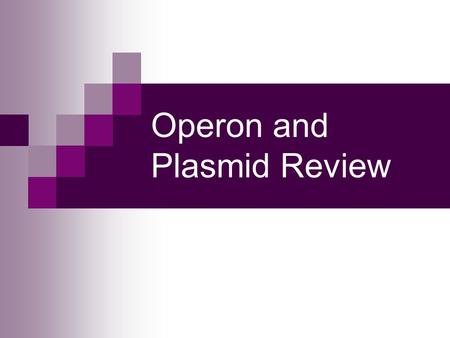 Operon and Plasmid Review. The control of gene expression Each cell in the human contains all the genetic material for the growth and development of a.